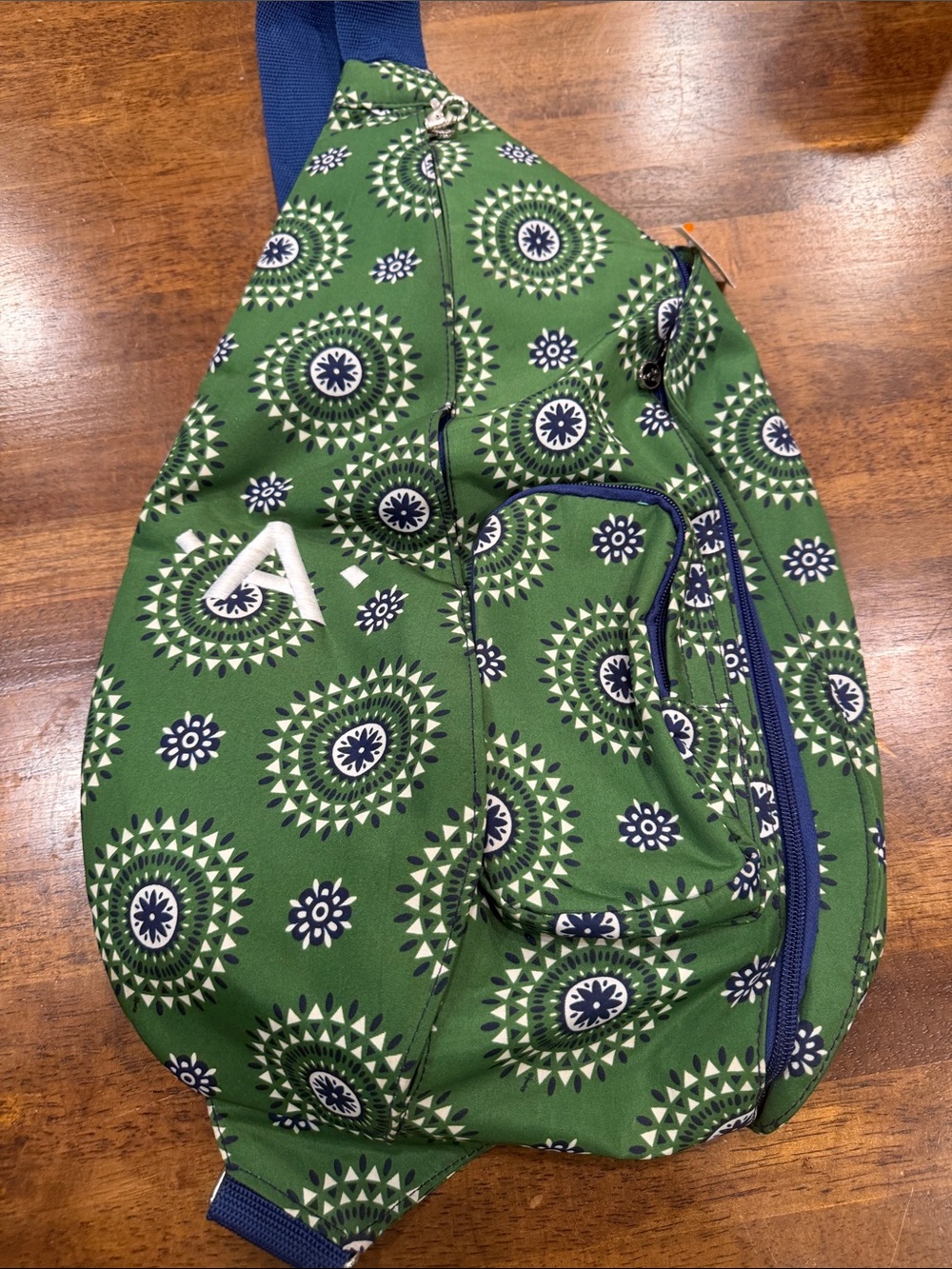Green Patterned Women's Sling Backpack